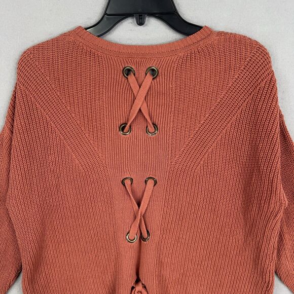 Lucky Brand Sweater Womens Large Pullover Lace Up Back Ribbed Cozy Fall Boho Y2K - Picture 6 of 12